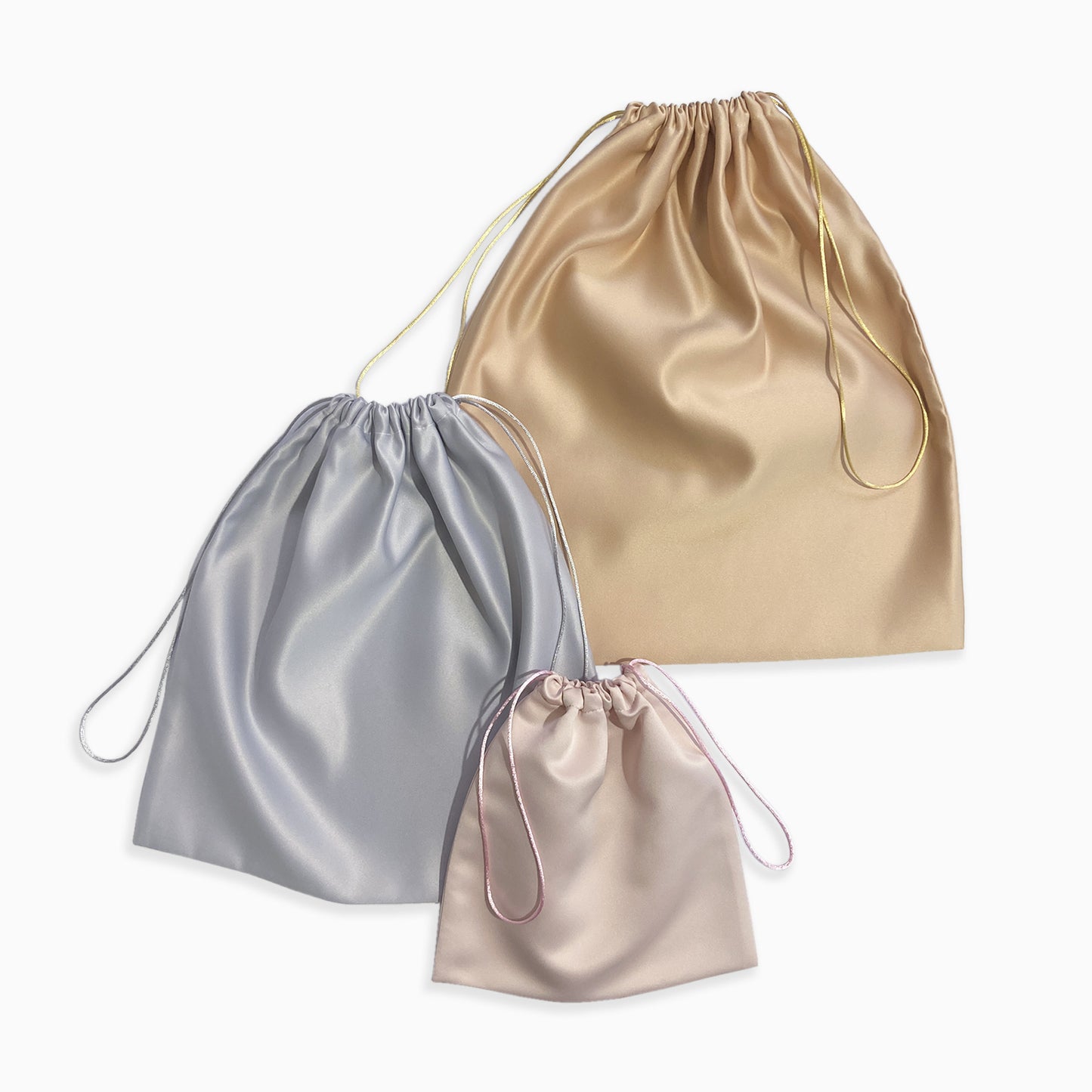 Gold Silver Rose Satin Dust Bag